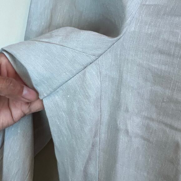 J. Jill Pant Trouser Linen Stretch Oatmeal Neutral Travel Beach Button Hem Small - Picture 3 of 8